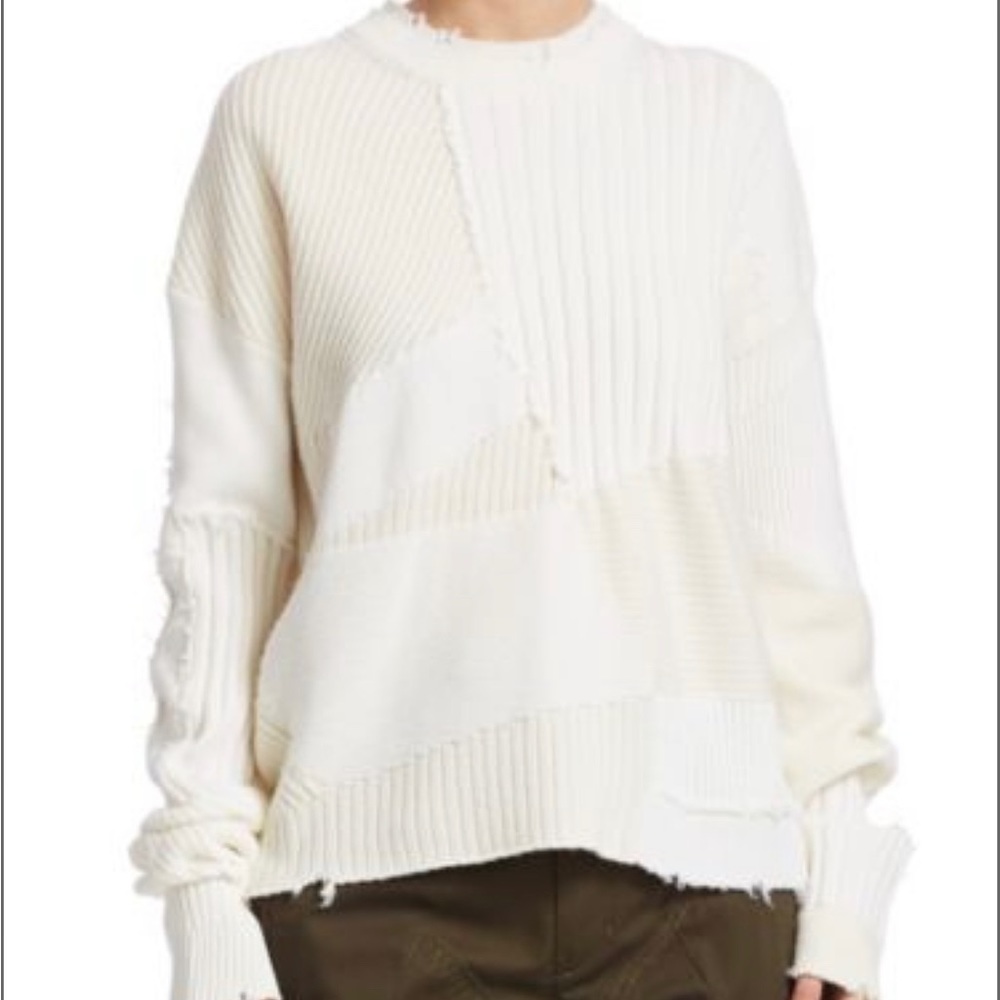 Helmet Lang Sweater Cream Tan Wool Blend Size XS